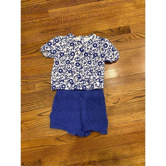 Kaavia James Union Wade for Janie and Jack Blue Floral Shorts set girls size 10 - Picture 1 of 5
